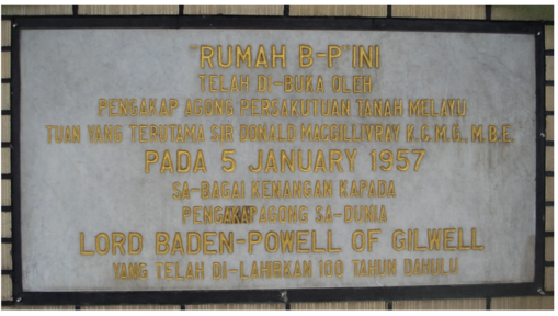 Papan tanda pembukaan rasmi Rumah B.P.